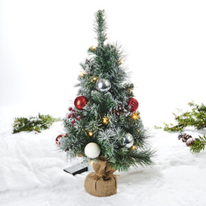 Christmas tree w. deco., 20 LED lights (battery) - 60CM