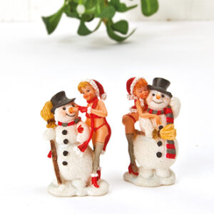 Poly Pobra pin-up w. snowman - 6CM, 2 ASS.