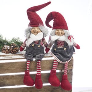Santa, girl/boy, fabric, hanging legs - 60CM, 2 ASS.