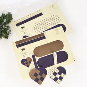 Juel&Brandt, DIY, stamped-out paper hearts, red & gold, 90gr. -2 designs/bag