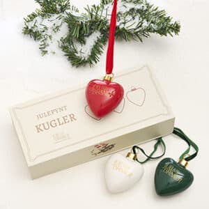Juel&Brandt, Porcelain heart, hanging, 6CM -  red, white, green/box