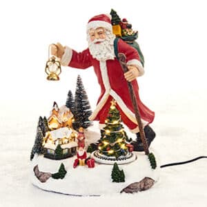 Santa, movable w. light&music, poly (220V) - 25X20CM