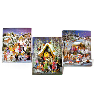 Snow scene, silver glitter, images, 3d, 40X28CM, 3 ASS., 1/BAG