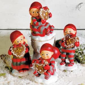 Poly Pobra baby pixy w. gingerbread heart, 6CM, 4 ASS.