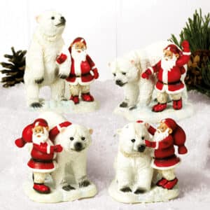 'Poly Pobra santa w. polar bear, '6CM, 4 ASS.
