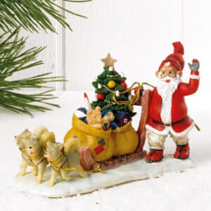 'Poly Pobra santa, dog sledge - '8X14CM