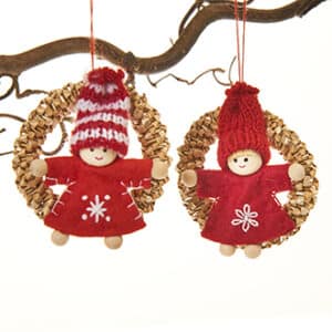 'Knitted pixy boy and girl, wreath/hanging, '7CM, 2 ASS., 1/PCS