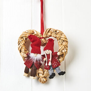 'Straw heart, w. pixies, to hang, 17CM