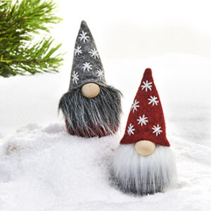 Pixy, gnome, felt, red/grey -'10CM, 2 ASS.