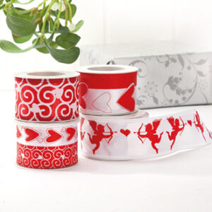 'Pattern cotton ribbon, red/white, 40mmx3m, '4 ASS.