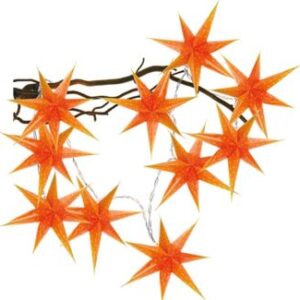 'Orange paper star, garlandx10, LED (bat.)