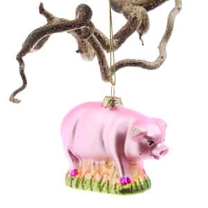 Glass hanging, pig, 6CM