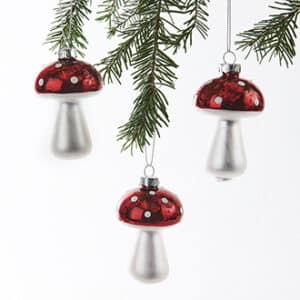 Mushrooms, glass, w. string, '7CM, 3/BOX