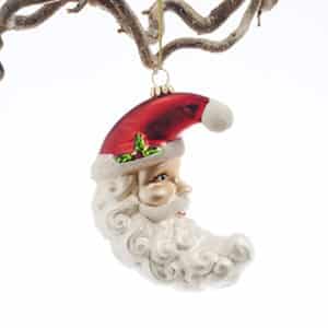 Glass hanging Christmas head, moon-lined- 11CM