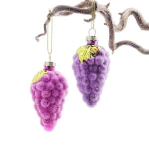 Glass hanging,glittery grapes,purple & pink, 8CM