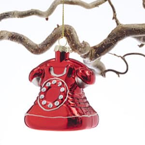 Glass hanging, old time telephone, 8X6CM
