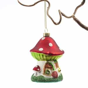 Glass hanging, mushroom house, 9X6CM