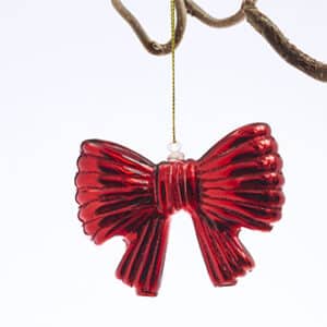 Glass hanging, bow red, 10CM