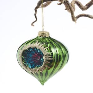 Glass hangig, green w. reflex, 10CM