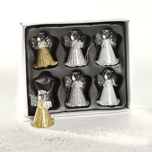 Angel, glass, gold/silver/white, to hang, 4CM, 6/BOX