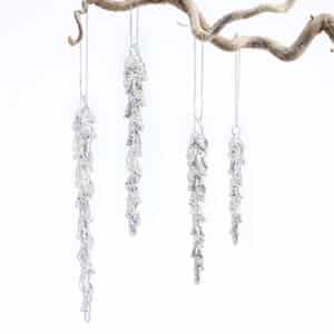 Glass hanging, glitter icicles, 10CM, 4/BOX