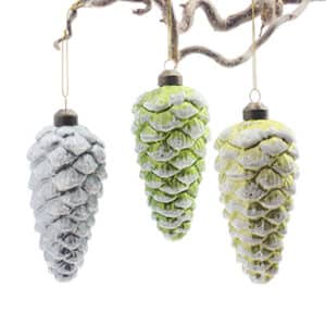 Glass hanging, glitter cones, 13X5CM, 3 ASS.
