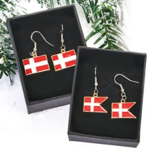 Earrings, metal, danish flag, 1X2CM, 2 ASS.