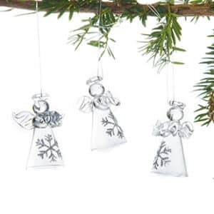Angel, glass w. glitter, to hang, 4CM, 6/BOX