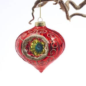 Glass hangig, red w. reflex, 10CM