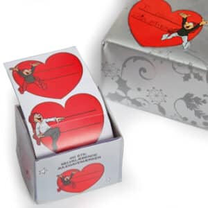 Bramming gift tag stickers/roll, 100 hearts 1/BOX