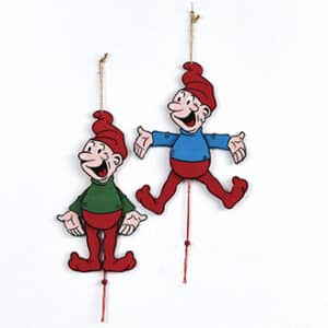 Bramming pixy jumping jack, wood,  27CM, 2 ASS.