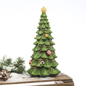 Christmas tree poly, w. deco. & glitter, 34X16CM