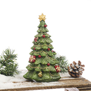 Christmas tree poly, w. deco. & glitter, 20X12CM