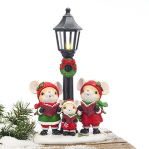 Mouse family lampost. poly with LED (BAT) 30CM