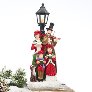 Christmas choir w. lanterns poly. w.LED (BAT), 38X15CM