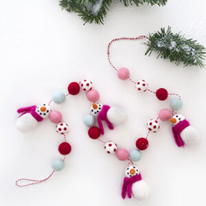 Garland,  woolen snowmanx8/ballx15,  100CM