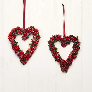 Heart w. red berries, to hang, 14CM, 2 ASS., 1/BOX
