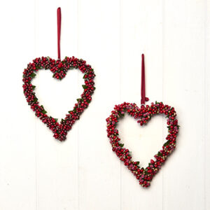 Heart w. red berries, to hang, 20CM, 2 ASS.