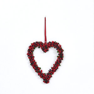 Heart, red berries, to hang, 20CM