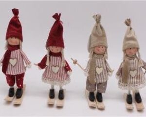 Skiing pixy dolls, girlboy ,textile, 11CM, 4 ASS.