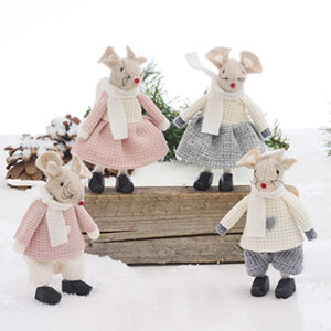 Christmas mice, textile, standing , 11CM, 4 ASS.