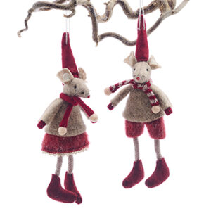 Christmas mice, hanging, textile, 15CM, 2 ASS.