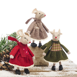 Christmas mice, standing, textile, 11CM, 3 ASS.