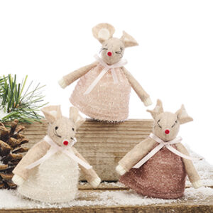 Christmas mouse, standing, textile, 8CM, 3 ASS.