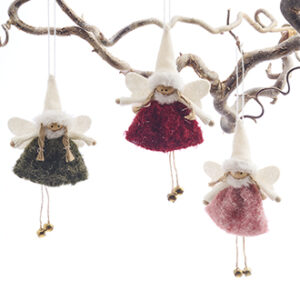 Christmas angels, hanging, textile, 16CM, 3 ASS.