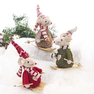 Mouse, fabric, skiing, 8CM, 3 ASS.