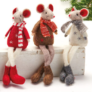 Mouse, fabric, for edge, 17CM, 3 ASS.