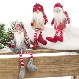 Santa gnomes, sitting, textile, 16CM, 3 ASS.
