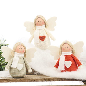 Angel w. heart, standing, textile, 8CM, 3 ASS.