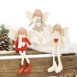 Angel w. heart, sitting, textile, 16CM, 3 ASS.